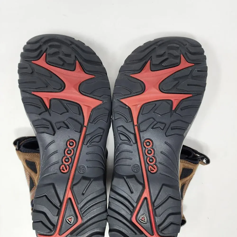ECCO Offroad Hiking Sandal Men 12 Brown Nubuck Leather Comfort Shoes 06956456401